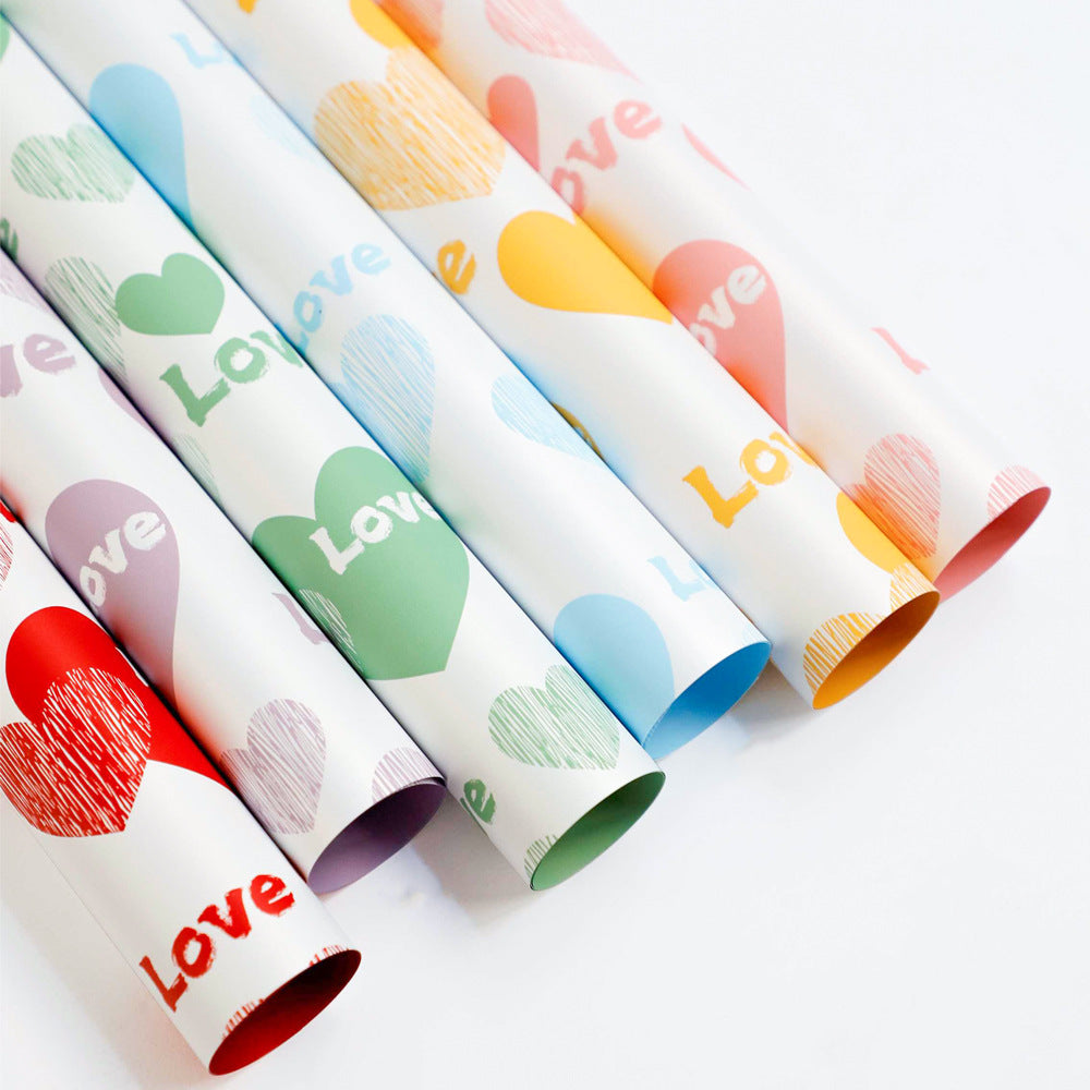 Rose Bouquet Flower Wrapping Paper – “Love in Heart” Thick Waterproof Paper – 20 Sheets