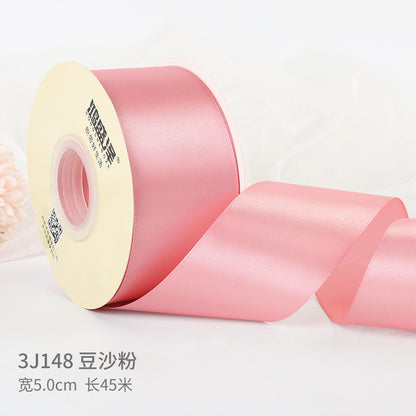 5cm silk fabric strip handmade rose ribbon diy gift box packaging ribbon,50 yards