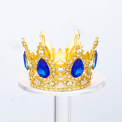 Mini Alloy Crown Cake Topper with Heart and 6 Rhinestones