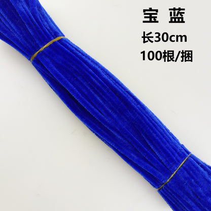 Twisted stick colourful eco-friendly wool strips solid colour encrypted fluffy roots diy，100pcs