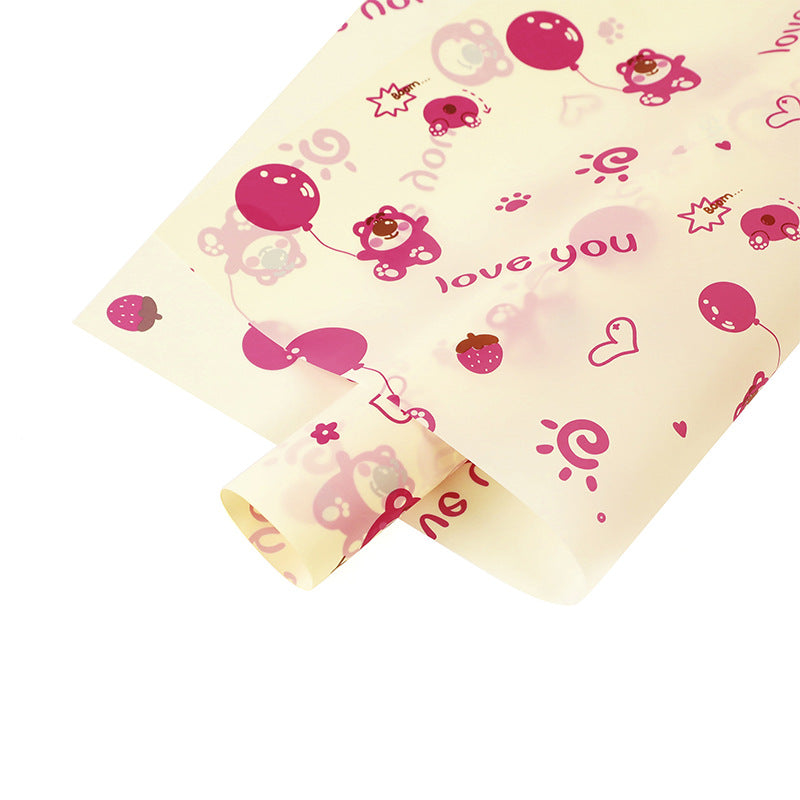 Strawberry Bear Wrapping Paper Pack 20 (57x57cm).