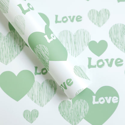 Rose Bouquet Flower Wrapping Paper – “Love in Heart” Thick Waterproof Paper – 20 Sheets