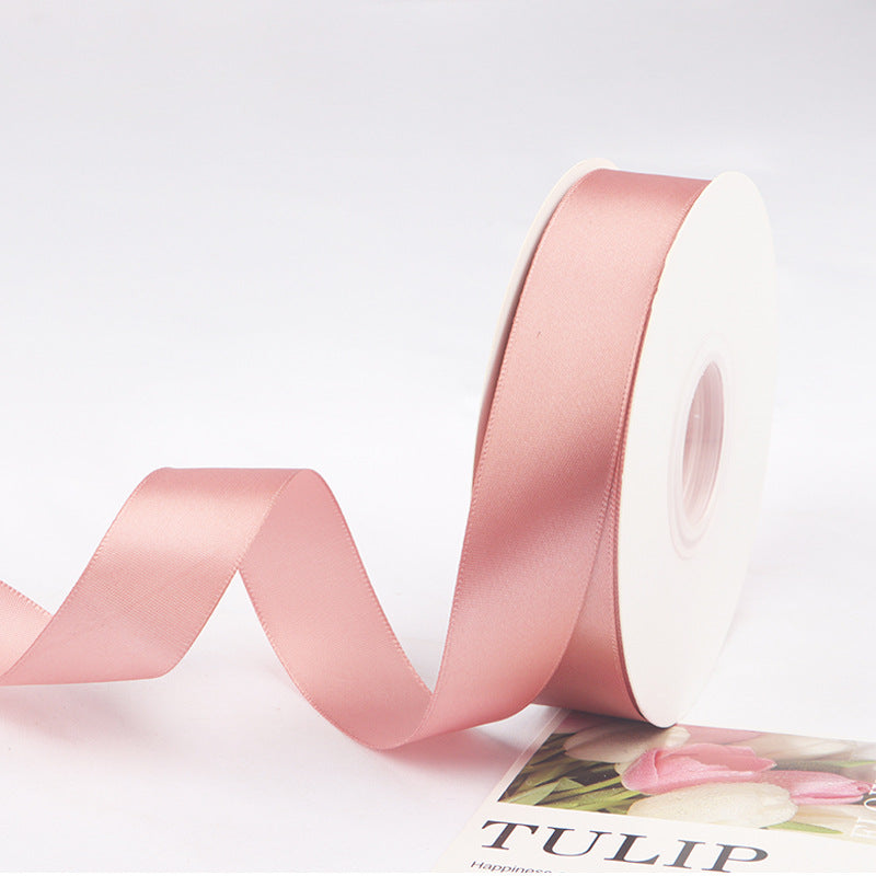 2.5cm 40/100yards Solid Color Polyester Ribbon Flower Bouquet Packaging Solid Color Ribbon Cake Ribbon