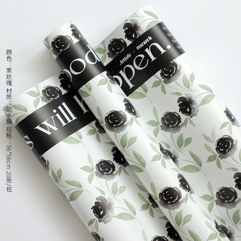 Rose Garden Flower Wrapping Paper – Waterproof Bouquet Paper – 20 Sheets