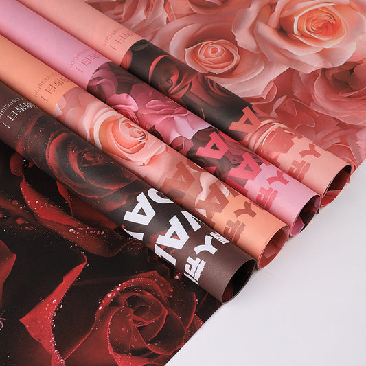 Valentine's Day lover rose series wrapping paper kraft paper bouquet wrapping paper,35*50cm-10 sheet