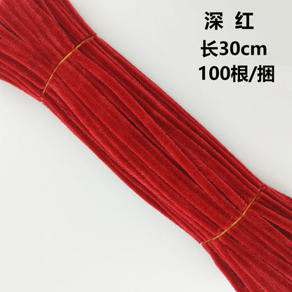 Twisted stick colourful eco-friendly wool strips solid colour encrypted fluffy roots diy，100pcs