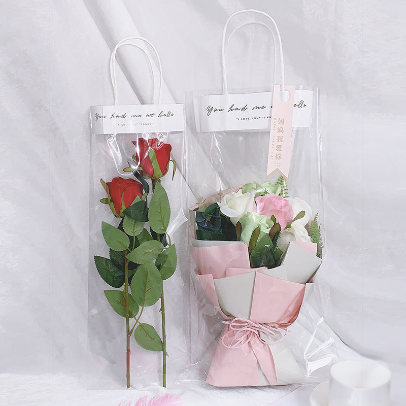 Transparent handbag flower bag floral packaging bouquet bag opp single bag