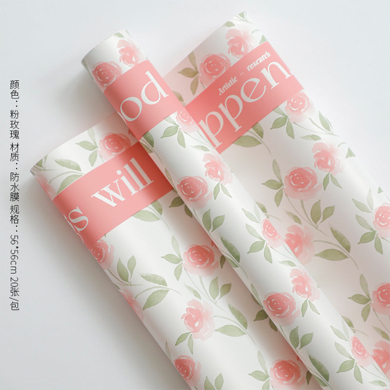 Rose Garden Flower Wrapping Paper – Waterproof Bouquet Paper – 20 Sheets
