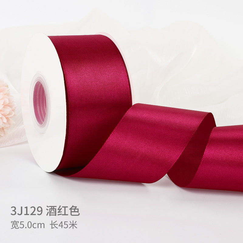 5cm silk fabric strip handmade rose ribbon diy gift box packaging ribbon,50 yards