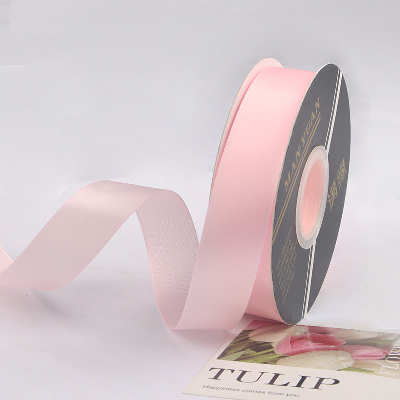 2.5cm 40/100yards Solid Color Polyester Ribbon Flower Bouquet Packaging Solid Color Ribbon Cake Ribbon