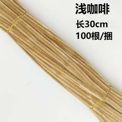 Twisted stick colourful eco-friendly wool strips solid colour encrypted fluffy roots diy，100pcs