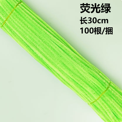 Twisted stick colourful eco-friendly wool strips solid colour encrypted fluffy roots diy，100pcs