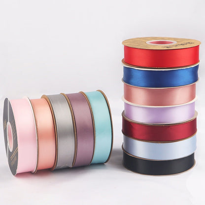 2.5cm 40/100yards Solid Color Polyester Ribbon Flower Bouquet Packaging Solid Color Ribbon Cake Ribbon