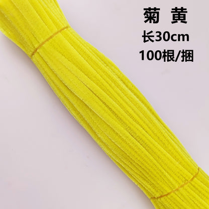 Twisted stick colourful eco-friendly wool strips solid colour encrypted fluffy roots diy，100pcs