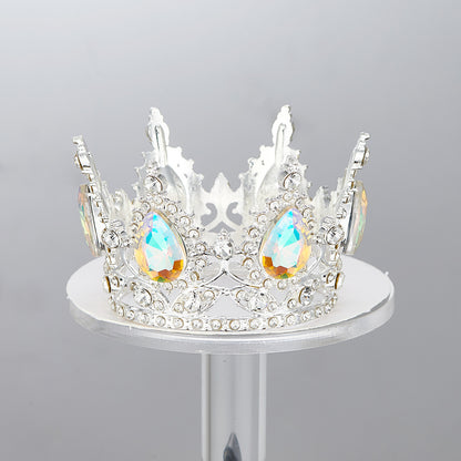 Mini Alloy Crown Cake Topper with Heart and 6 Rhinestones