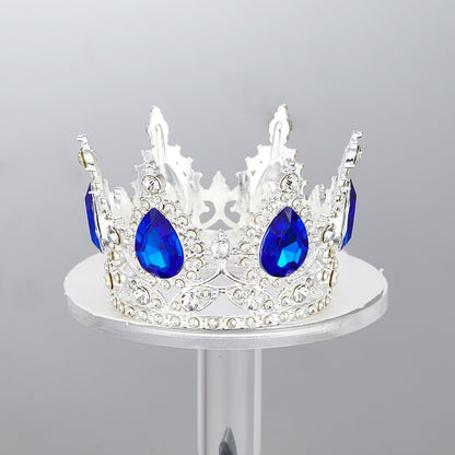 Mini Alloy Crown Cake Topper with Heart and 6 Rhinestones
