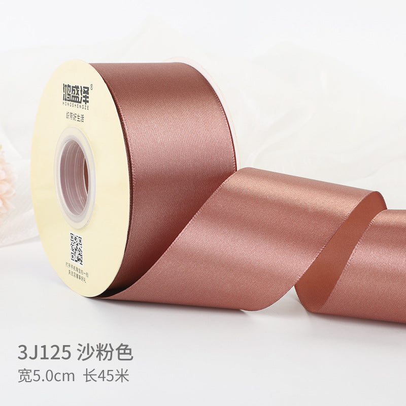 5cm silk fabric strip handmade rose ribbon diy gift box packaging ribbon,50 yards