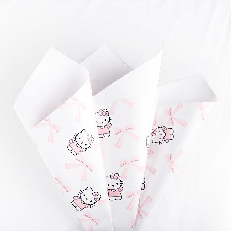 Hello Kitty Cat Bow Flower Wrapping Paper – 20 Sheets