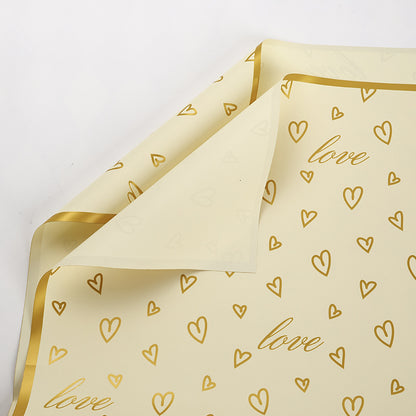 New Gold-Edged LOVE Heart Flower Wrapping Paper – 20 Sheets