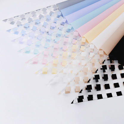 Rubik's cube transparent checkered opal cellophane waterproof floral flower wrapping paper