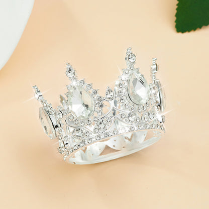Mini Alloy Crown Cake Topper with Heart and 6 Rhinestones