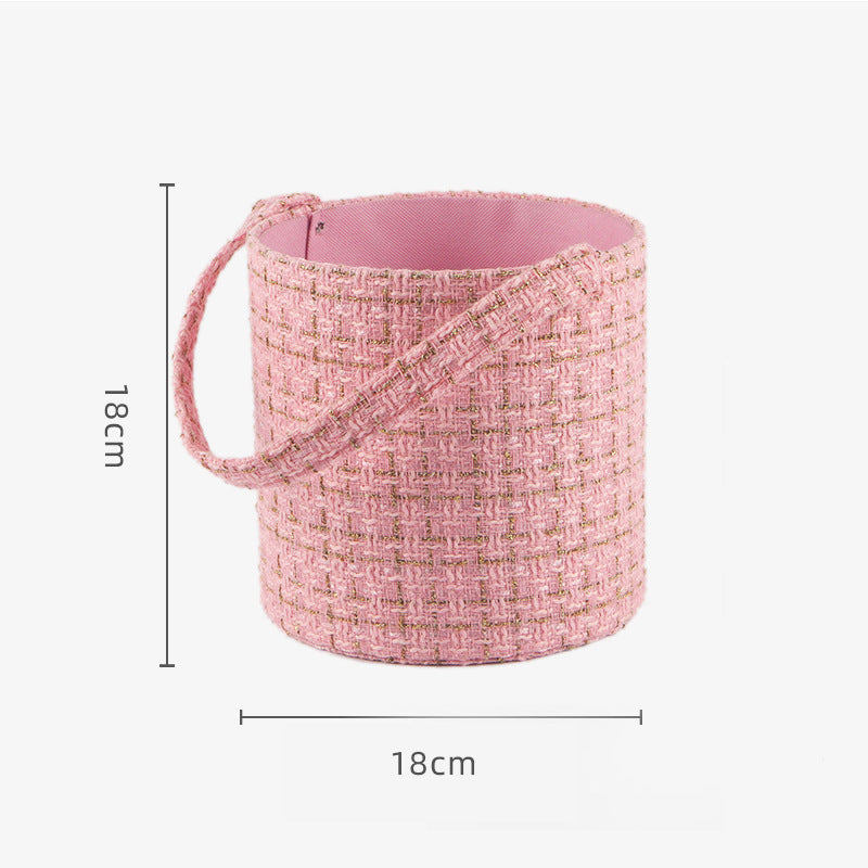 Fabric Handheld Cuddle Bucket Floral Packaging Box Flower Arrangement Bucket Rose Box