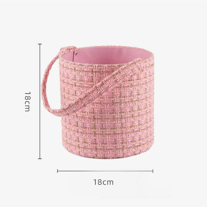 Fabric Handheld Cuddle Bucket Floral Packaging Box Flower Arrangement Bucket Rose Box