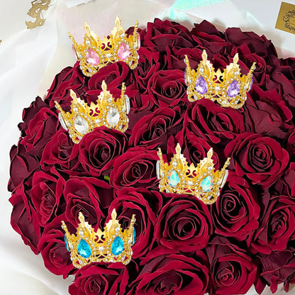 Mini Alloy Crown Cake Topper with Heart and 6 Rhinestones