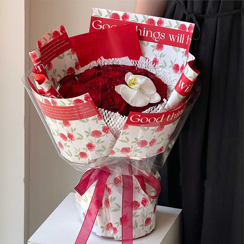 Rose Garden Flower Wrapping Paper – Waterproof Bouquet Paper – 20 Sheets