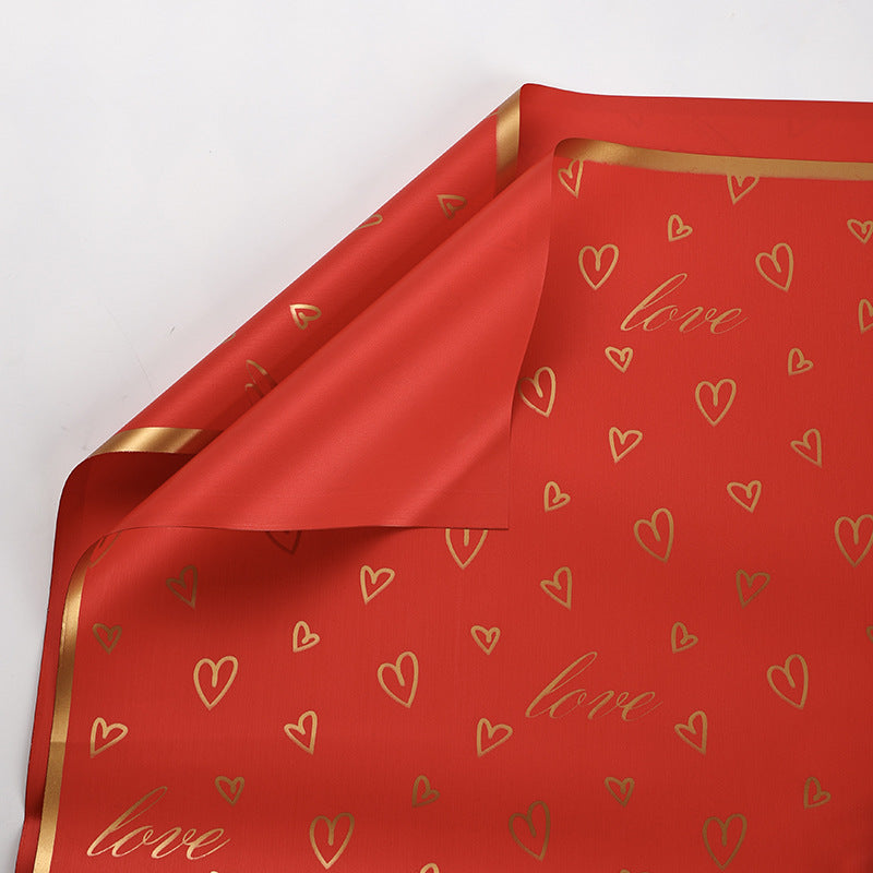 New Gold-Edged LOVE Heart Flower Wrapping Paper – 20 Sheets