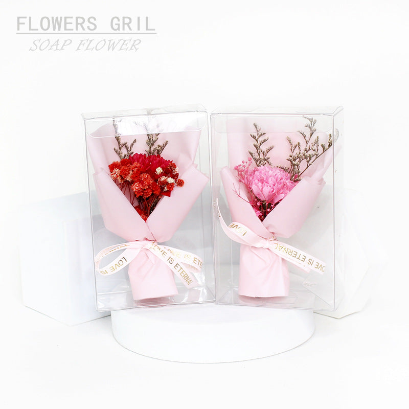 Valentine's Day Creative Bouquet Transparent Gift Box Teacher's Day Forever Carnation Flower Soap Flower