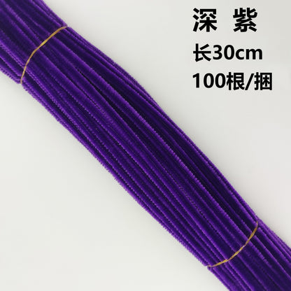 Twisted stick colourful eco-friendly wool strips solid colour encrypted fluffy roots diy，100pcs