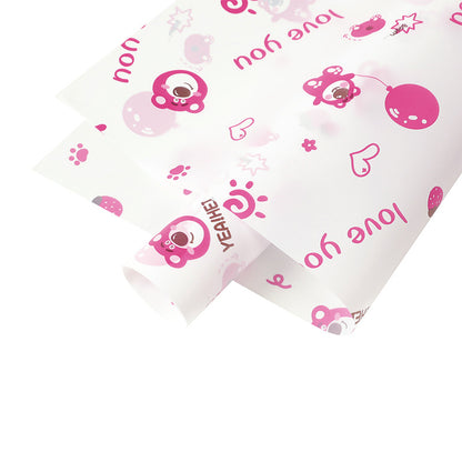 Strawberry Bear Wrapping Paper Pack 20 (57x57cm).