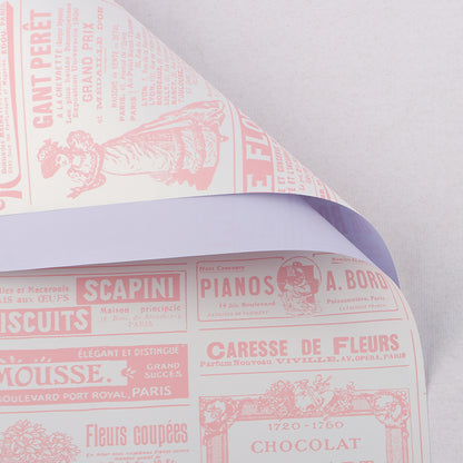 New English Newspaper Printing Paris Sweetheart Flower Wrapping Paper Two Color Ouya Paper