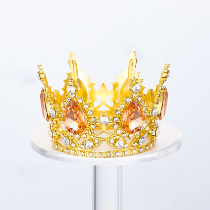 Mini Alloy Crown Cake Topper with Heart and 6 Rhinestones