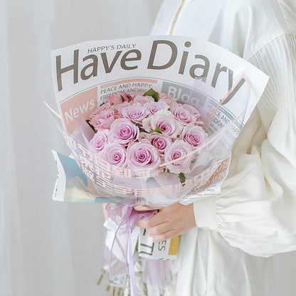 English newspaper fresh flower bouquet wrapping paper vintage waterproof kraft wrapping paper,52*58cm