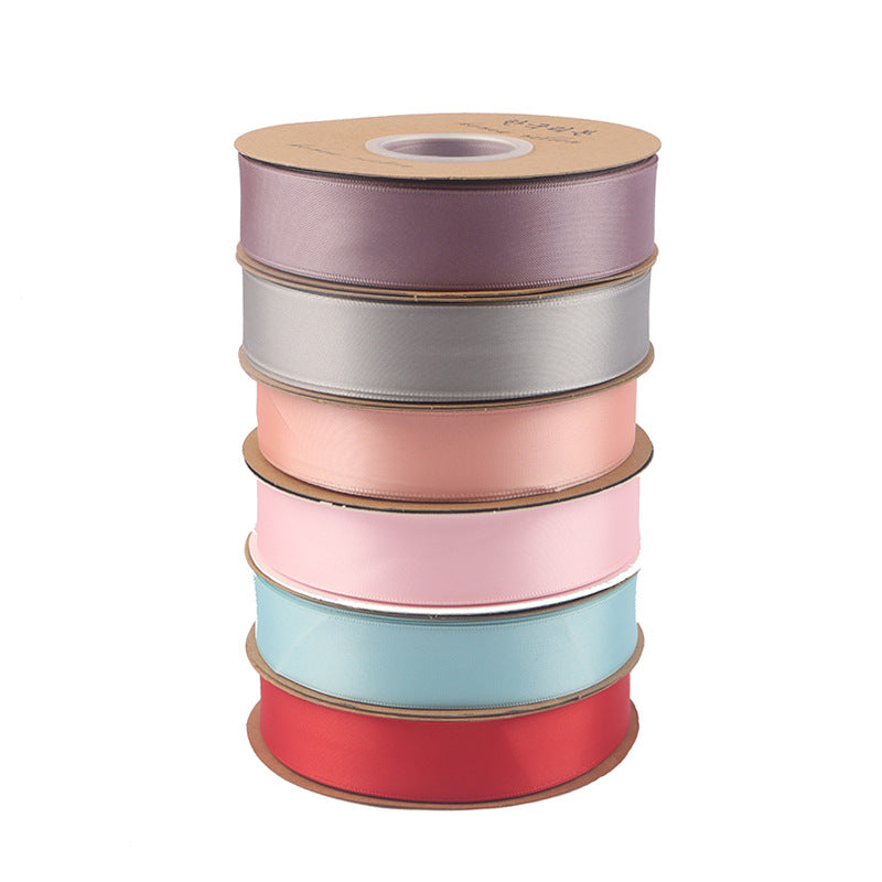 2.5cm 40/100yards Solid Color Polyester Ribbon Flower Bouquet Packaging Solid Color Ribbon Cake Ribbon