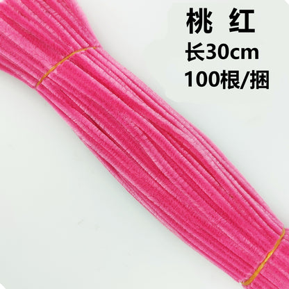 Twisted stick colourful eco-friendly wool strips solid colour encrypted fluffy roots diy，100pcs