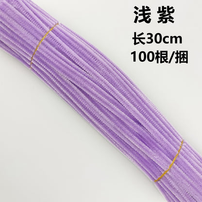 Twisted stick colourful eco-friendly wool strips solid colour encrypted fluffy roots diy，100pcs