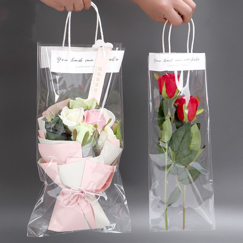 Transparent handbag flower bag floral packaging bouquet bag opp single bag