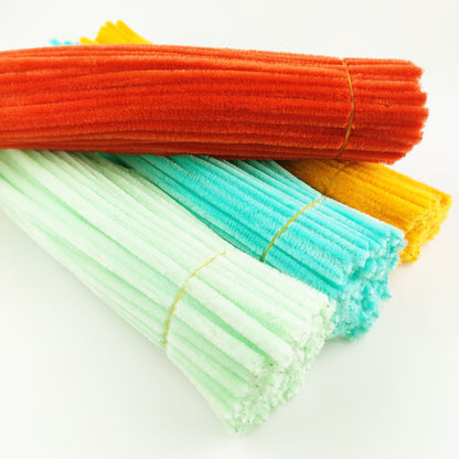 Twisted stick colourful eco-friendly wool strips solid colour encrypted fluffy roots diy，100pcs