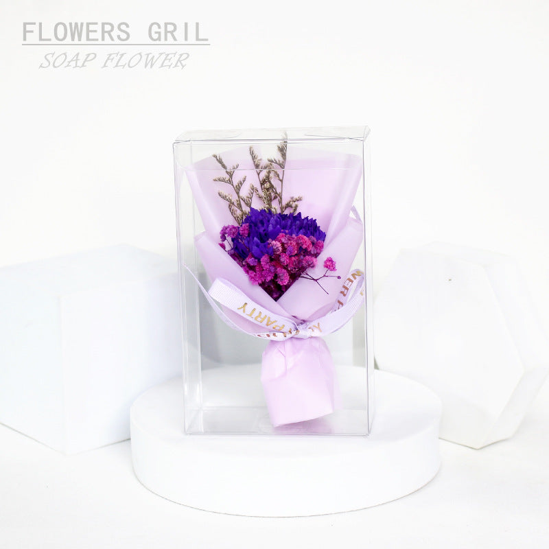 Valentine's Day Creative Bouquet Transparent Gift Box Teacher's Day Forever Carnation Flower Soap Flower