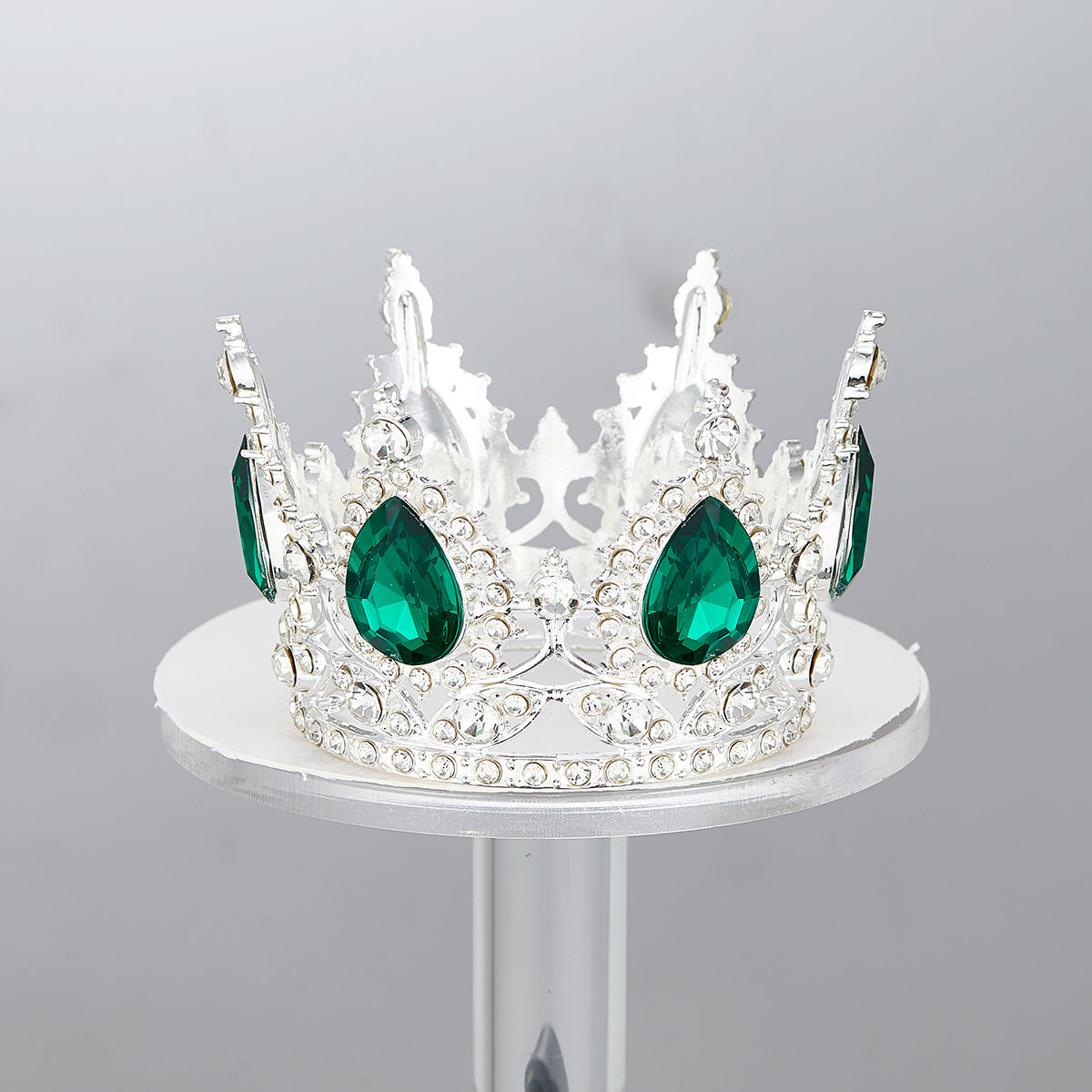 Mini Alloy Crown Cake Topper with Heart and 6 Rhinestones