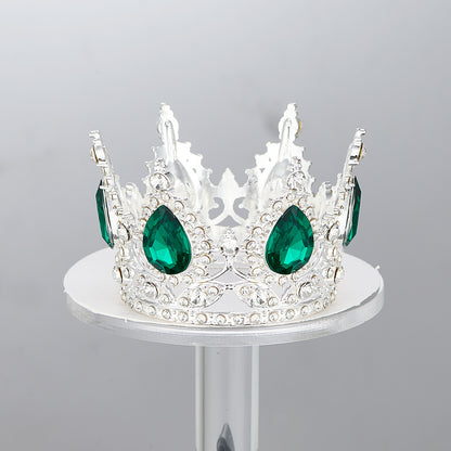 Mini Alloy Crown Cake Topper with Heart and 6 Rhinestones