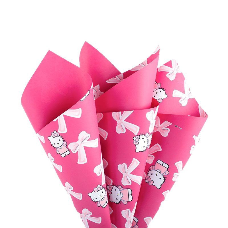Hello Kitty Cat Bow Flower Wrapping Paper – 20 Sheets