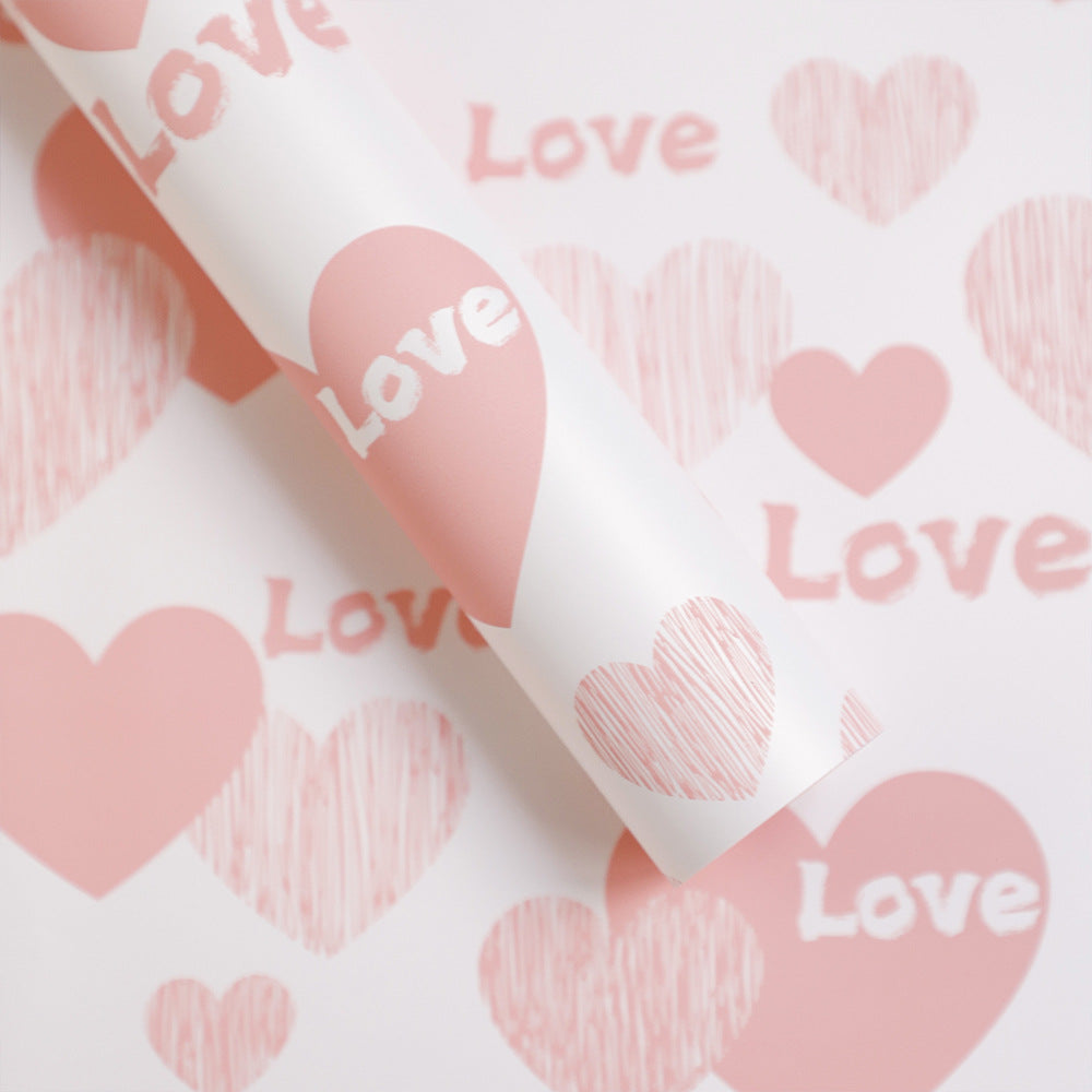 Rose Bouquet Flower Wrapping Paper – “Love in Heart” Thick Waterproof Paper – 20 Sheets