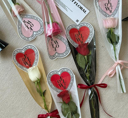 Love single bag rose three-dimensional packaging bag transparent bouquet kraft paper bag