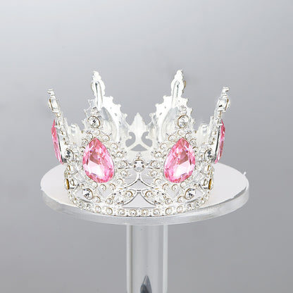 Mini Alloy Crown Cake Topper with Heart and 6 Rhinestones