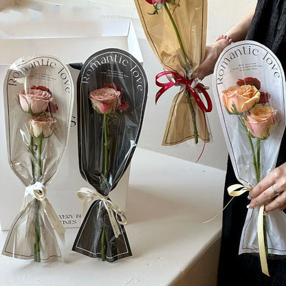 Flower Transparent Flower Arrangement Bag Roses Standing Single Bag,14*40cm