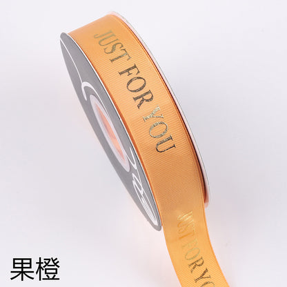 Ribbon Silk Bow Color Strip Stamping Alphabet Ribbon Flower Packaging Ribbon,2.5cm*40 yards